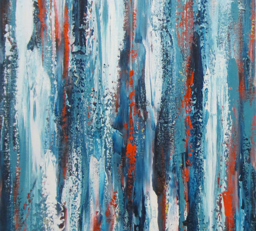 Aqua Orange Abstract Art NZ
