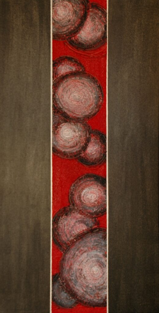 nz artwork by Judy Wood in red and black