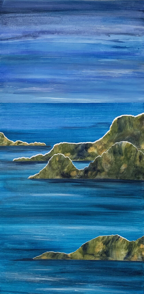 Acrylic artwork by judy wood coromandel coastline