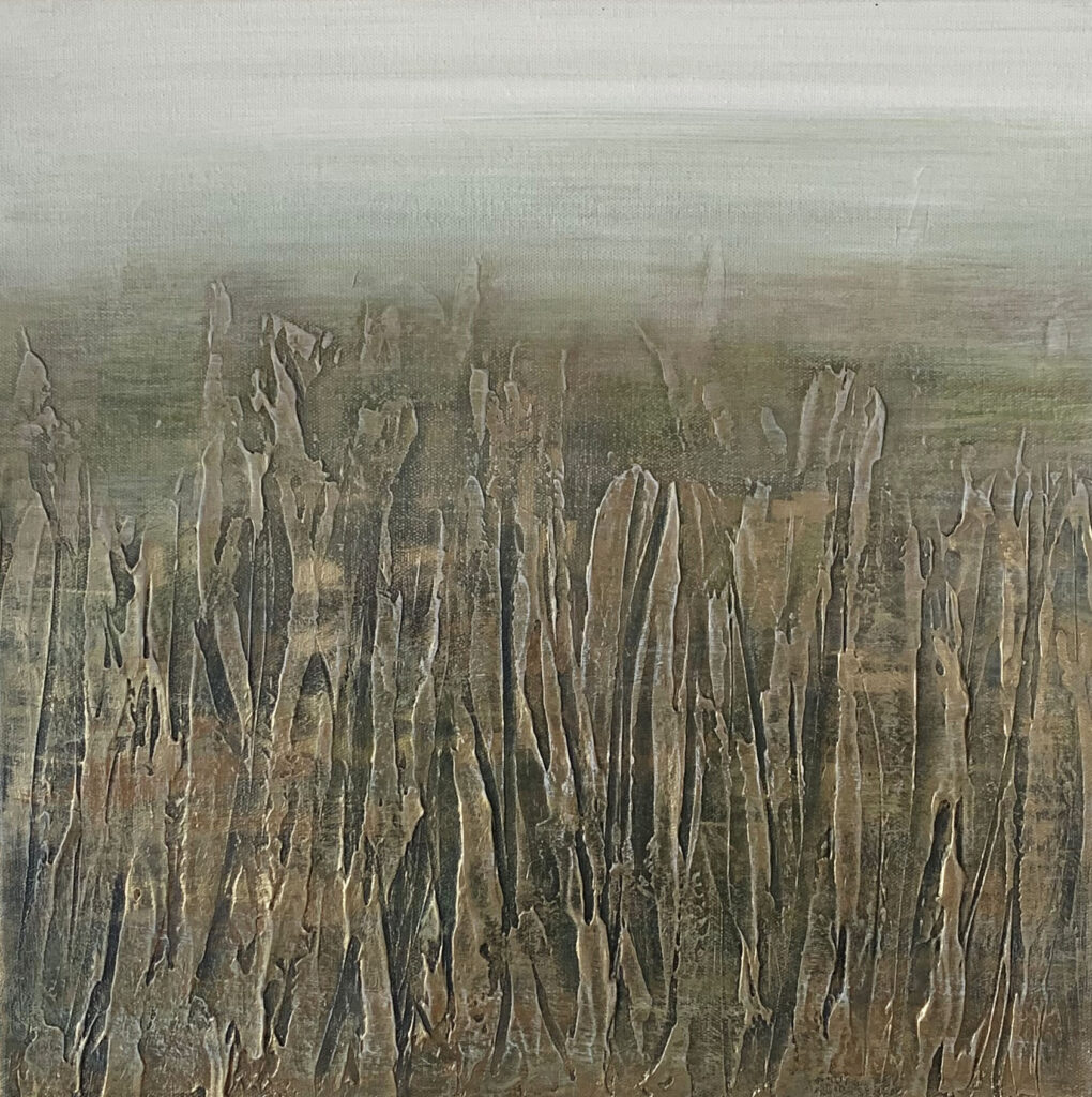 abstract art in golds by nz artist judy wood