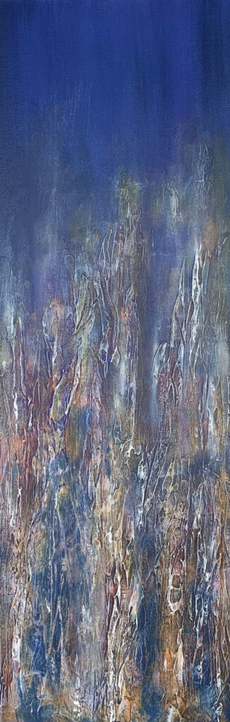 Abstract art in blues and greens by nz artist Judy wood